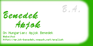 benedek apjok business card